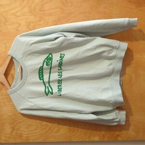 Clare V. Women's Light Blue Pullover Graphic Sweatshirt Size Small